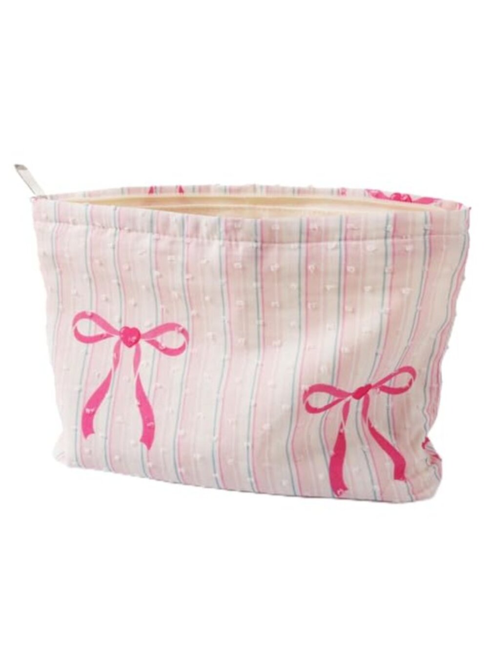 Jacquard Polyester Canvas Bow Makeup Bag Large Cosmetic Toiletry Organizer